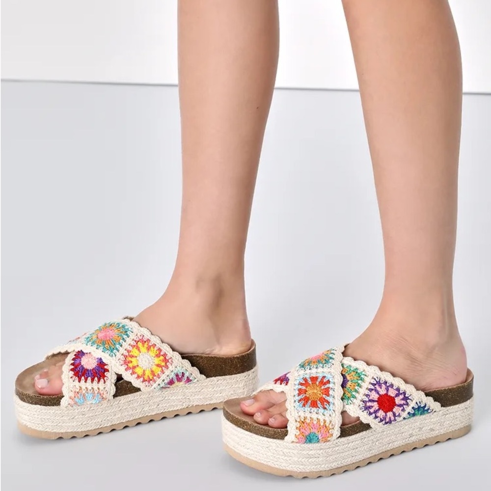 Dirty Laundry Multicolor Crochet Platform Sandals